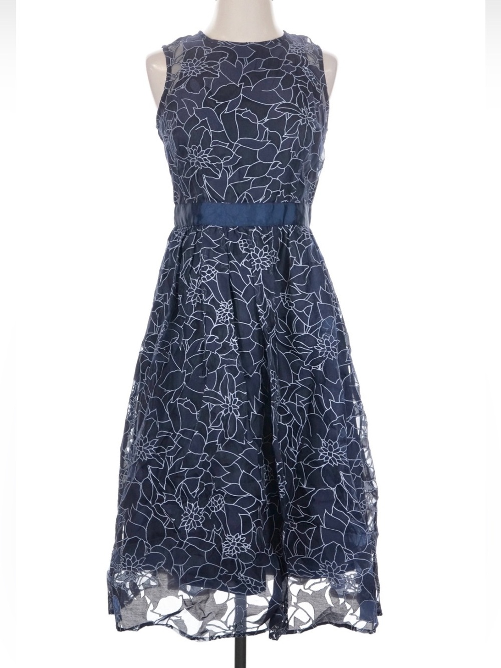 MIXT by Heidi Weisel Navy Blue Floral Lace A-Line Cocktail Dress